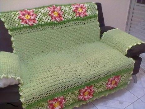 MANTA de crochê para sofá decorativas